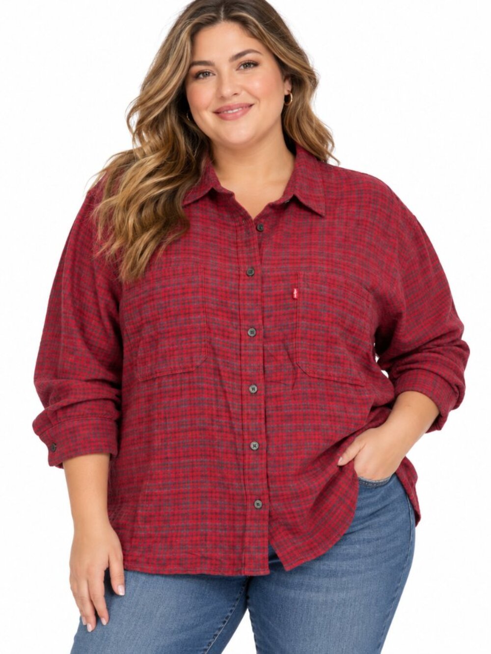 Levi's Women's 3XL Red Black Plaid Shirt Jacket Workwear Overshirt NWT Utility